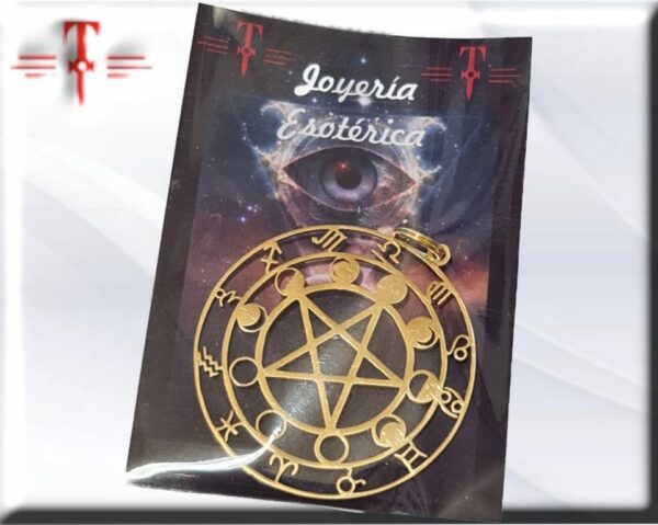 Talismán Pentagrama con fase lunar y zodiaco