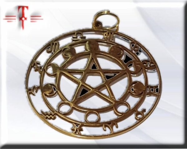 Talismán Pentagrama con fase lunar y zodiaco