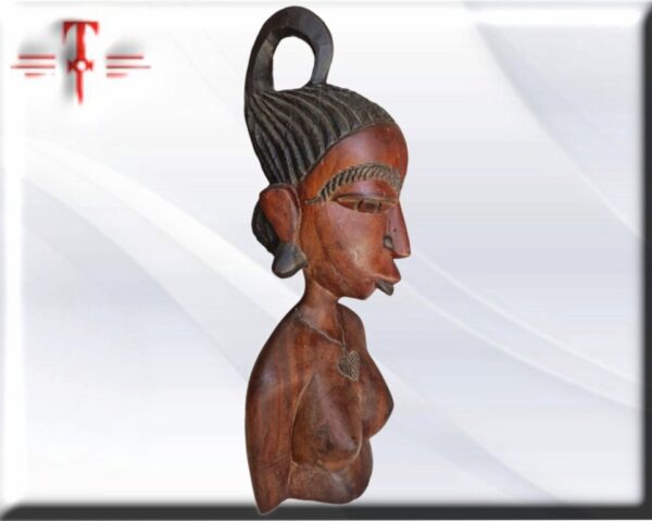 Busto mujer Africana Mali Son figuras humanas talladas en diversos tipos de madera representan a personajes de importancia para la vida de la comunidad