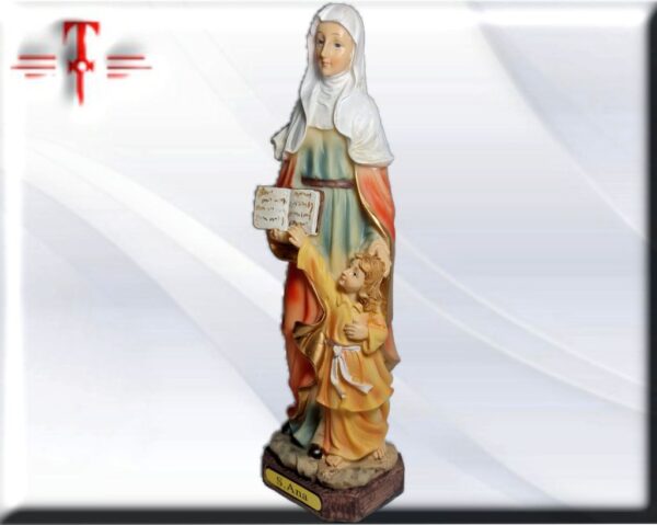 Virgen Santa Ana en pie Tamaño: 23cm / 7.87 Inch Peso : 290 gr Material : resina      Máxima calidad Europea . Productos religiosos
