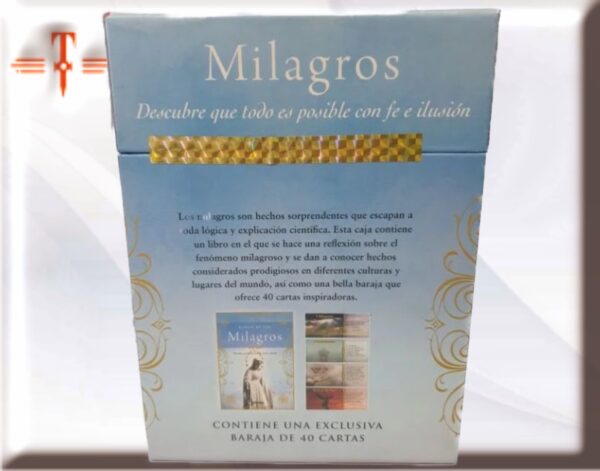 Baraja de los Milagros Esta caja contiene un libro en el que se hace una reflexión sobre el fenómeno milagroso así como una baraja que ofrece 40 bellas cartas inspiradoras