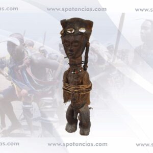 Fetiche Congo ref:480  Peso : 700gr   tamaño aprox 45*12*12cm Fetiche Congo listo para trabajar en lo que se le ordene , acepta todo tipo de trabajos Nuestros fetiches estan preparados y consagrados para diversos propósitos, Por Hounnon Experimentado y se envia con instrucciones de uso y nombre. Son figuras humanas talladas en diversos tipos de madera representan a personajes de importancia para la vida de la comunidad: curanderos, guerreros, antepasados, la mujer… El artista pone de relieve el papel que dichos personajes tienen para la sociedad y carga las figuras de gran simbología. Por medio de estas estatuas, los familiares difuntos continúan estando presentes en la vida cotidiana de la familia a la que protegen. A estas estatuas se les atribuye una fuerza especial, al ser consideradas moradas de los espíritus. También un poder mágico, otorgado, por las sustancias vegetales, animales o minerales introducidas en oquedades de la figura y principalmente en el vientre, fuente y sede de la fuerza vital Y por los encantamientos realizados por el adivino, sacerdote o hechicero. Su uso, tanto del término como del objeto, le ha ido confiriendo una amplia gama de poderes que van desde el de simple amuleto o talismán hasta poderes exclusivamente divinos. El fetiche encarna una mezcla de magia, superstición y religiosidad. Muchas poblaciones nativas del África del oeste le llaman juju. La variedad de fetiches en África es grande, como numerosas son las etnias. Normalmente representados por figuras antropomorfas y, aunque menos numerosas, zoomorfas. En África está arraigada la creencia que relaciona las enfermedades con actos de brujería. Encontrar un remedio que los contrarreste es imprescindible para atenuar o evitar sus daños. El doctor tradicional se vale de los conocimientos en medicina para dotar al "nkisi" del poder necesario introduciendo "la carga mágica" en el interior. Algunas de estas figuras, de aspecto terrorífico, están atravesadas por clavos, cuchillas o trozos de hierro y otras, Y adornadas de cuernos, conchas, pieles, amuletos desprenden un halo de misterio. Estas figuras se utilizan para obtener la protección personal, de la familia y de los pueblos, alejar a los malos espíritus del poblado, Asi mismo atraer la lluvia, alejar las enfermedades, lograr la curación o como remedio terapéutico, entre otras muchas finalidades.