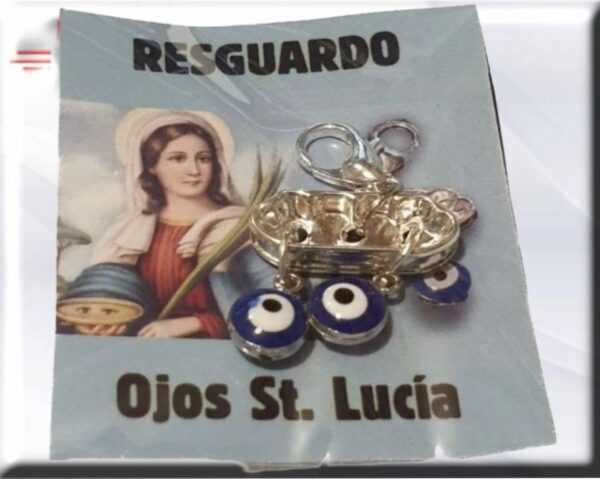 Amuleto ojos de Santa Lucía. A Santa Lucía se le ha representado frecuentemente con dos ojos
