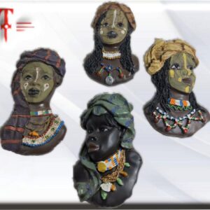 Pack 4 mascaras estatuillas magnéticas de mujeres africanas