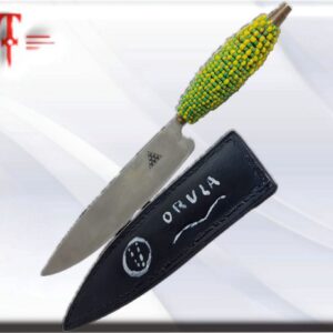 cuchillo Orula con mango forrado Orunmila Ifá , santería . Material: bronce-madera-acero-cuentas checas Altura: 33cm / 12.99 Inch Peso - 200gr