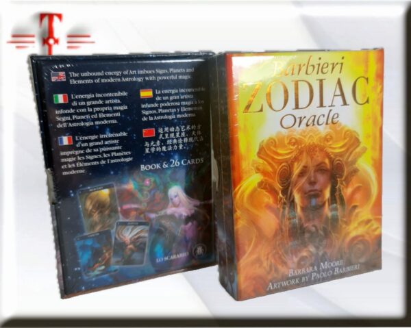 Oráculo Zodiac el popular ilustrador italiano Paolo Barbieri presenta un mazo de oráculo lleno de obras de arte coloridas e impresionantes y posibilidades astrológicas.