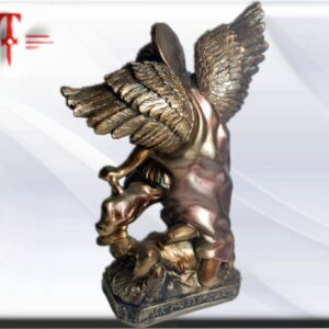 San Miguel arcángel 27cm color bronce. Es el más conocido de los arcángeles. Es también el más invocado, al que más se le reza y al que más personas le piden ayuda