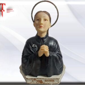 Busto Santa Gema Material resina Tamaño: 13cm / 5.11 Inch Peso : 173 gr Santa Gema Galgani, fue una joven y mística pasionista italiana, venerada como santa por la Iglesia católica.
