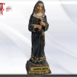 Santa Rita 8cm Tamaño: 8cm / 3.14 Inch peso: 45gr material :resina La santa de lo imposible. Fue una hija obediente, esposa fiel, esposa maltratada, madre, viuda, religiosa, estigmatizada y santa incorrupta.