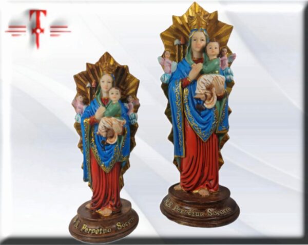 Figura estatua Nuestra Señora del Perpetuo Socorro , santos católicos , Máxima Calidad Europea . Material : resina Medidas: 15cm / 5.90 Inch Peso: 142 Gr. Material : resina Medidas: 21cm / 8.26 Inch Peso: 228 Gr.
