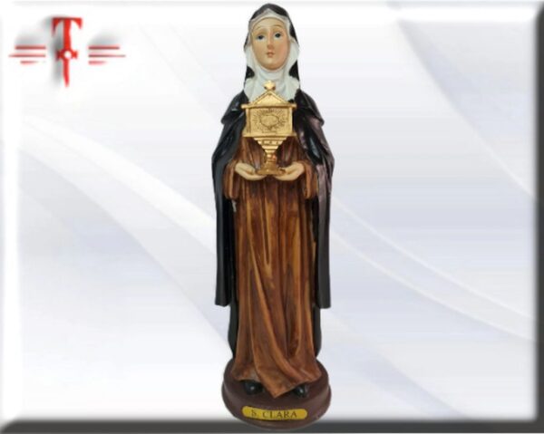 Santa Clara  , Material resina - Calidad : Europea. Figura estatua Santa Clara Peso: 720 gr medidas: 31cm material : resina