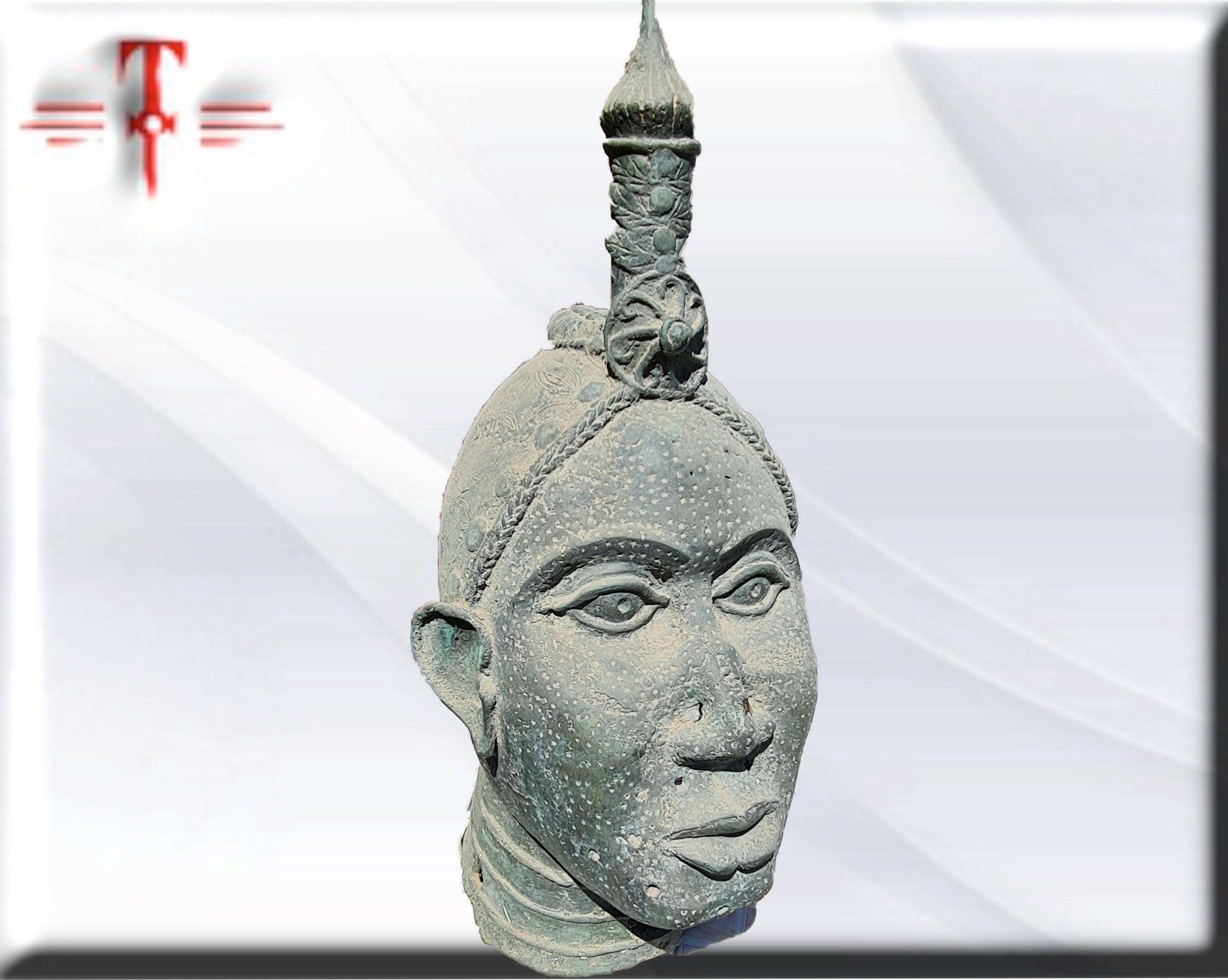 Busto de Oni (Rey de Ifé) de 50 cm - Gran Escultura de Arte Africano Ritual - Imagen 3