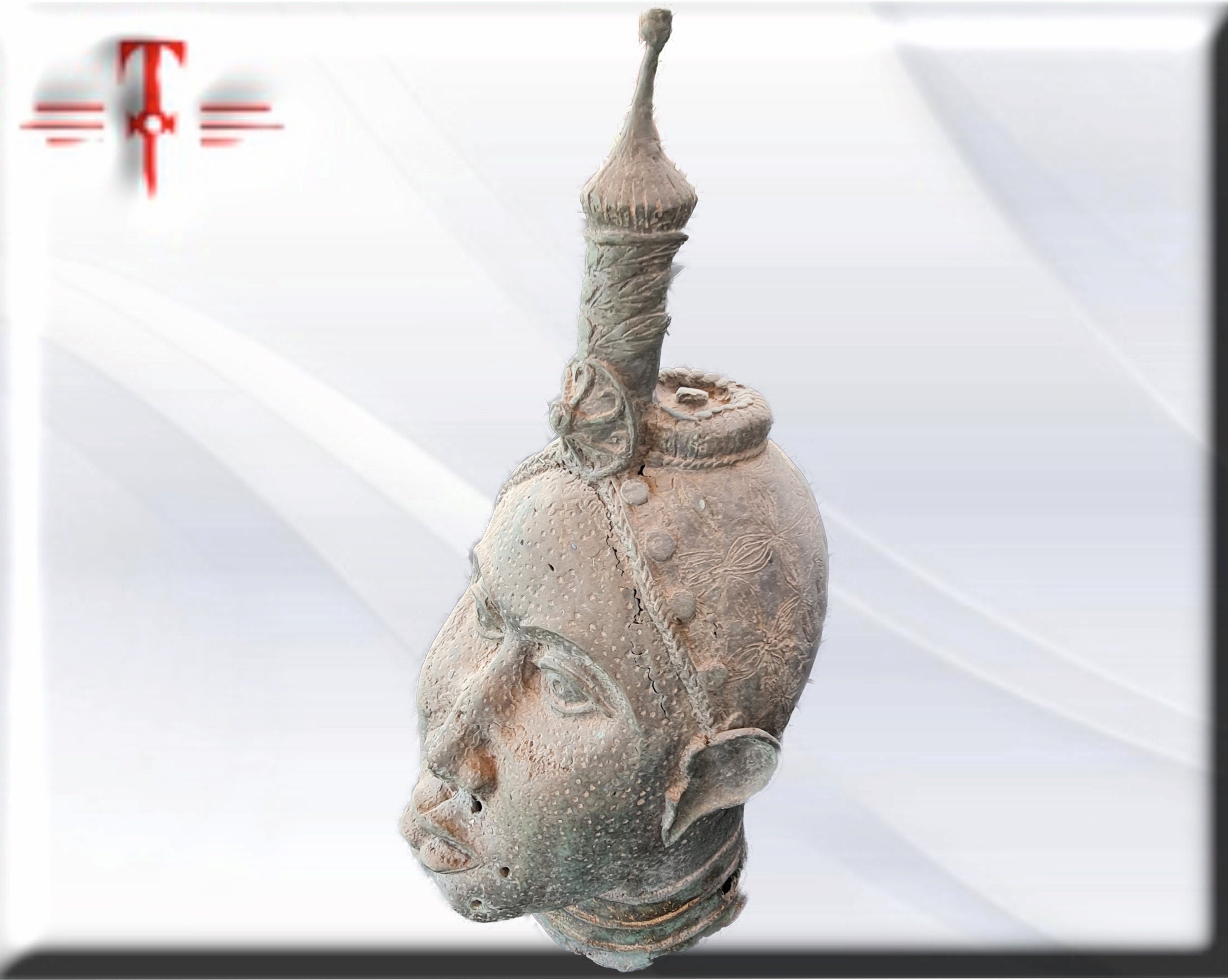 Busto de Oni (Rey de Ifé) de 50 cm - Gran Escultura de Arte Africano Ritual - Imagen 2