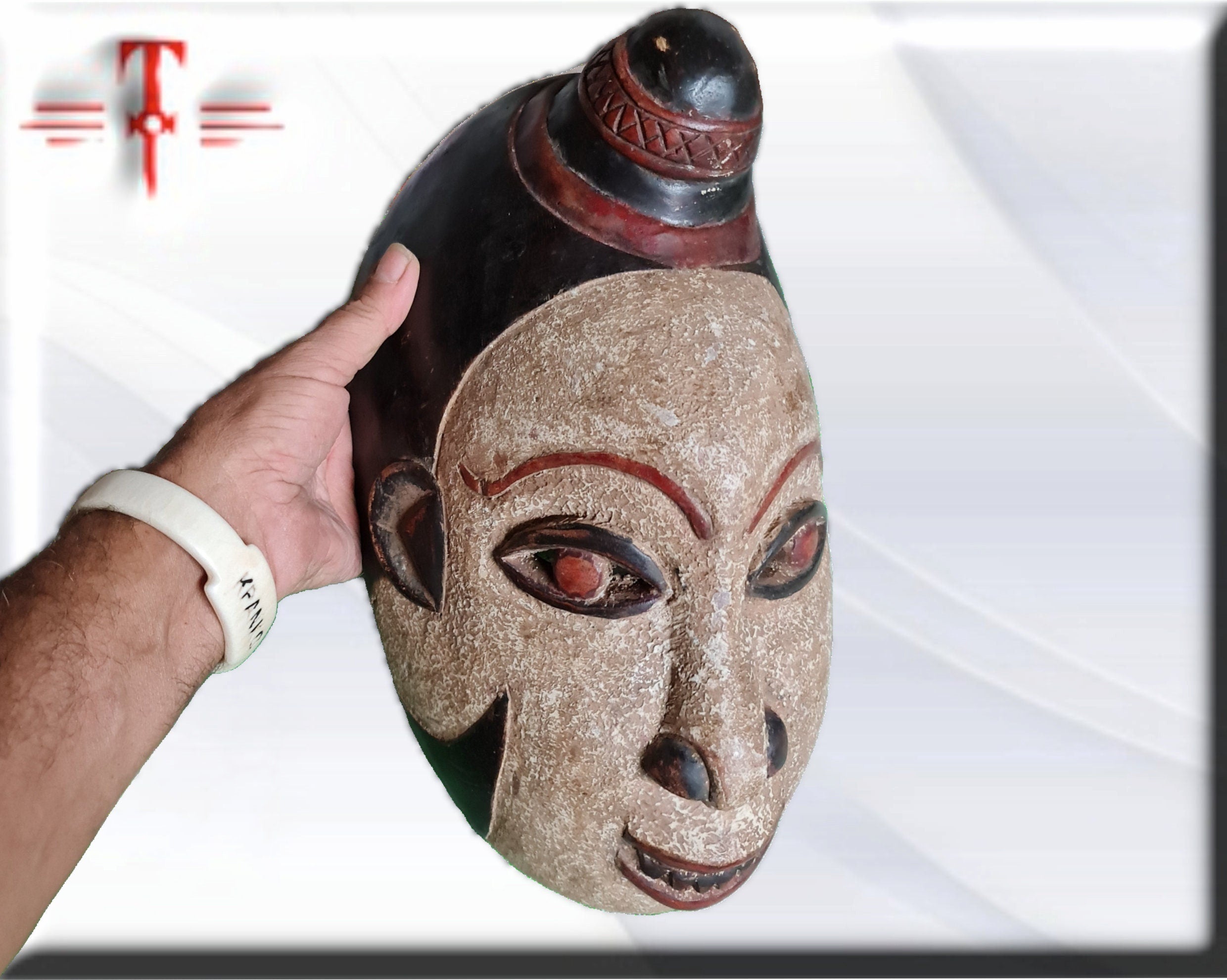 Máscara Antigua Punu (Gabón) – Arte Africano del Siglo XX (36 cm) - Imagen 4