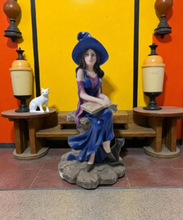 bruja con gato negro y libro