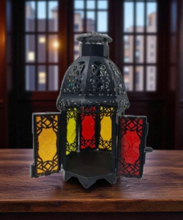 Porta velas metal y cristal