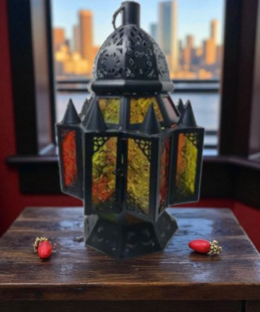 Porta velas hierro estilo arabe