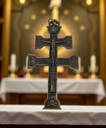 Cruz de Caravaca bronce 15cm , articulos religiosos