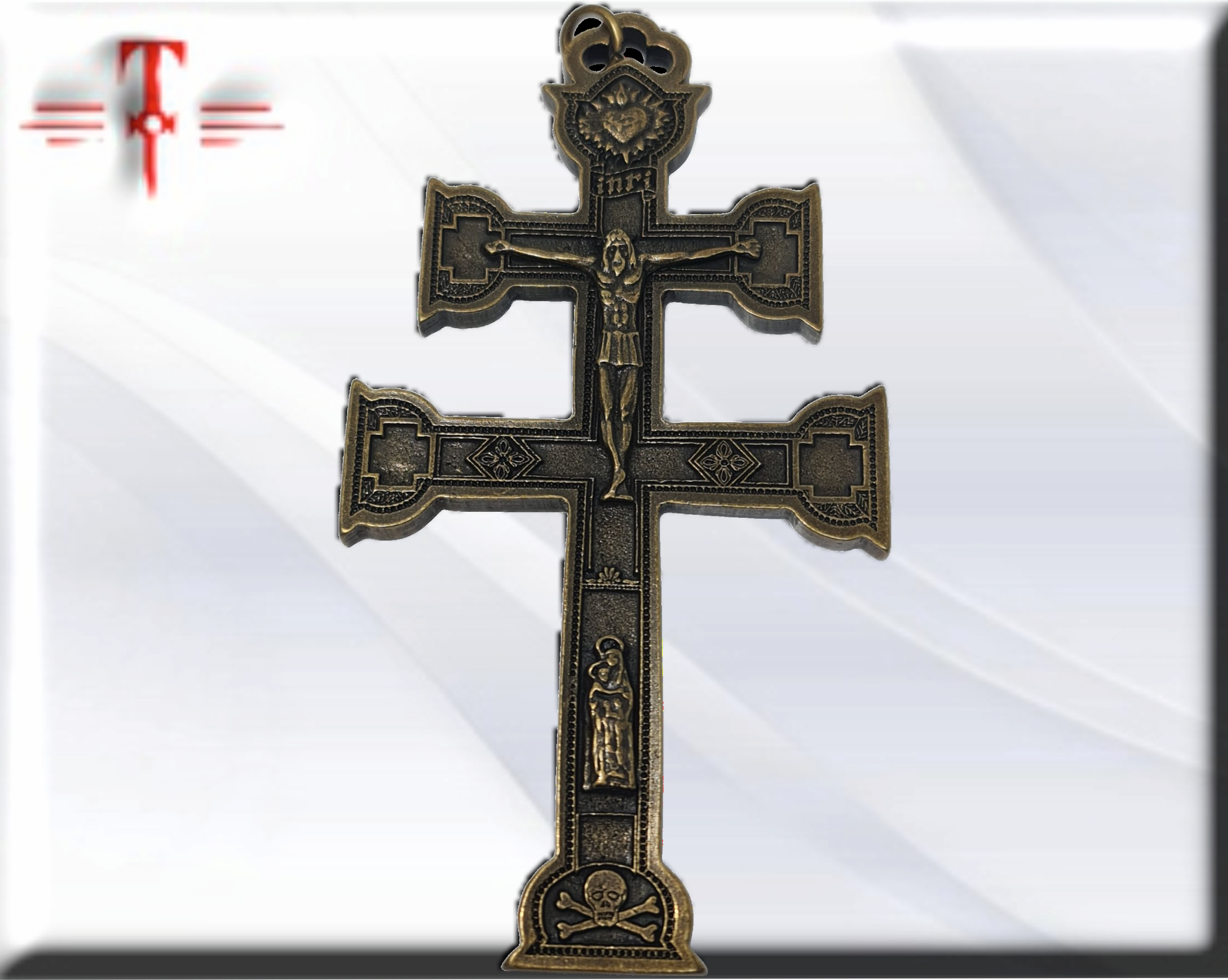 Cruz de Caravaca bronce 15cm , articulos religiosos - Imagen 4