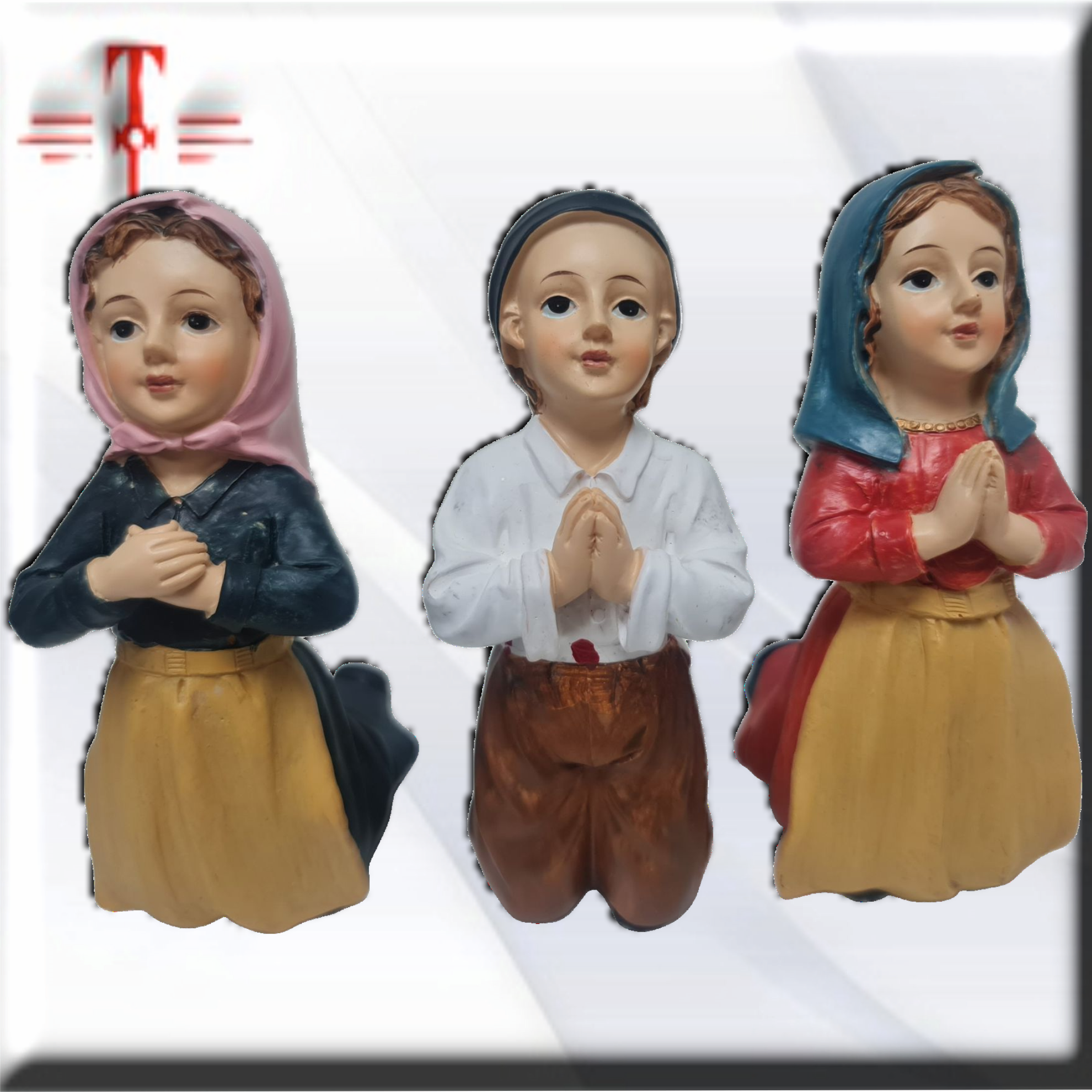 Los tres pastorcitos de Fátima de rodillas , Santos y Vírgenes católicos , productos Religiosos - Imagen 2