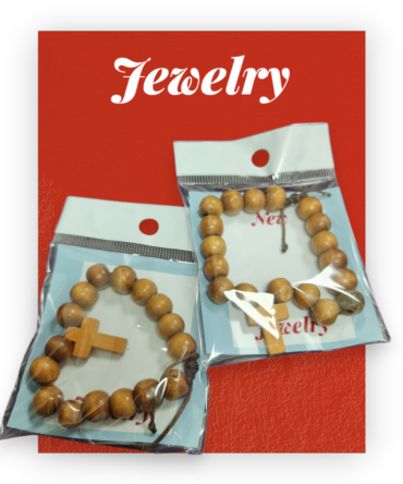 pulsera madera con cruz