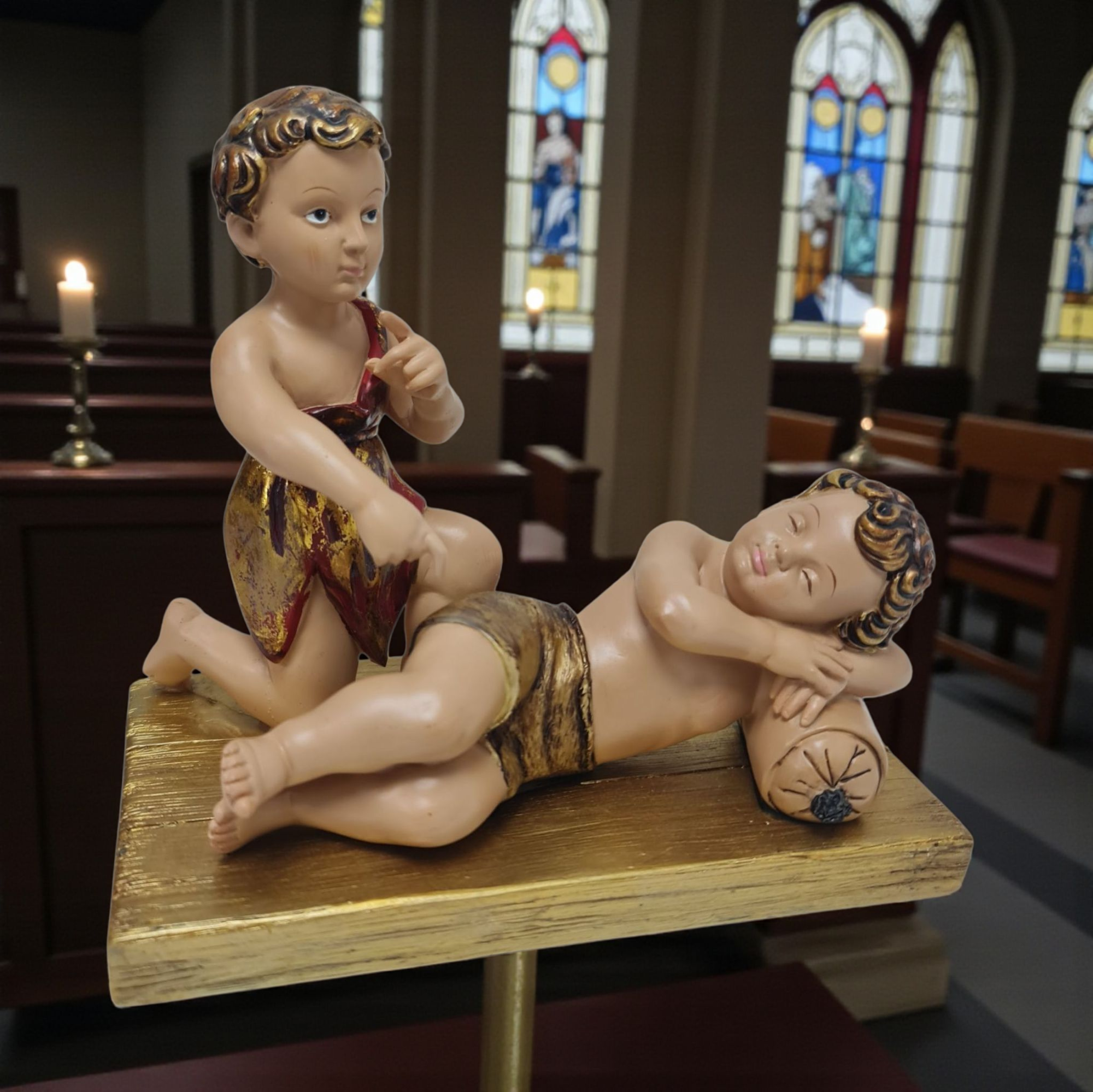 Niño Jesus dormido con Juanito , Santos y Vírgenes católicos , productos Religiosos