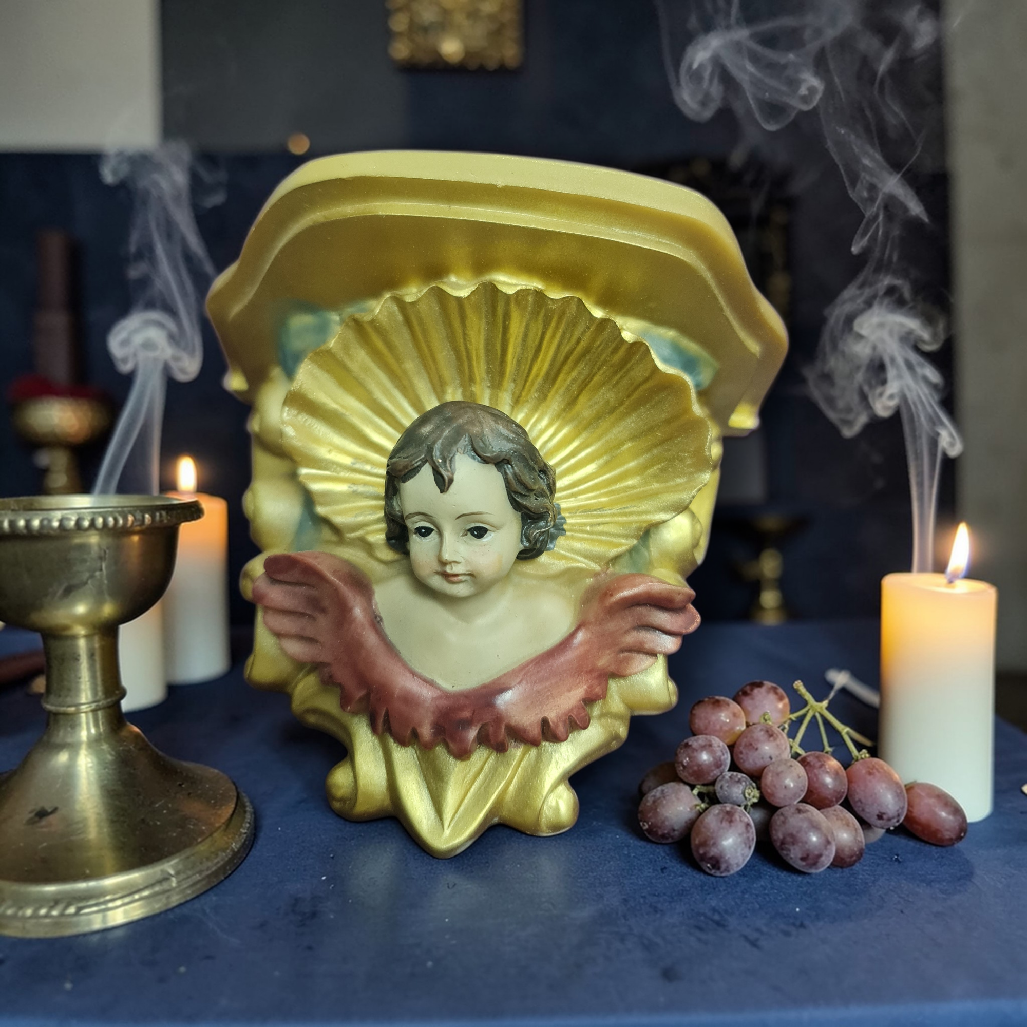 Mensula dorada con angel , Santos y Vírgenes católicos , productos Religiosos