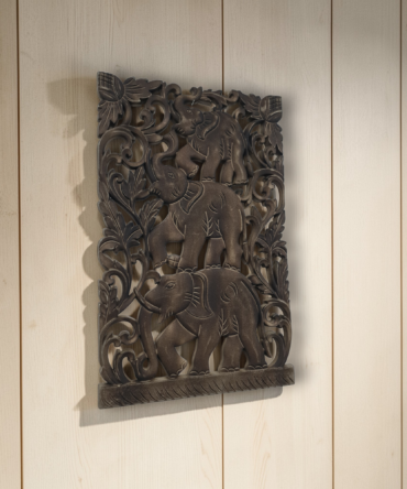 Talla para pared familia elefantes madera