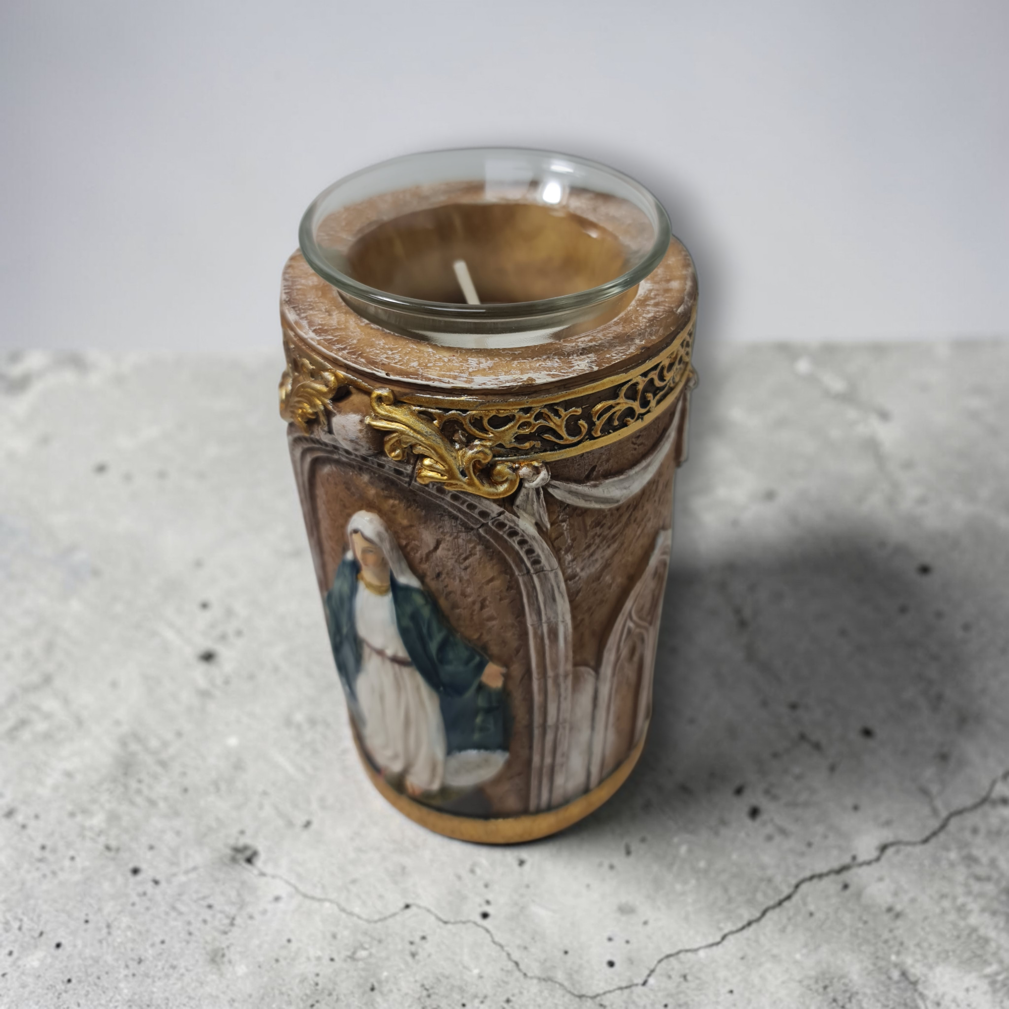 Estatua Portavelas de la Virgen Milagrosa en Resina – Para Velas de Té - Imagen 2