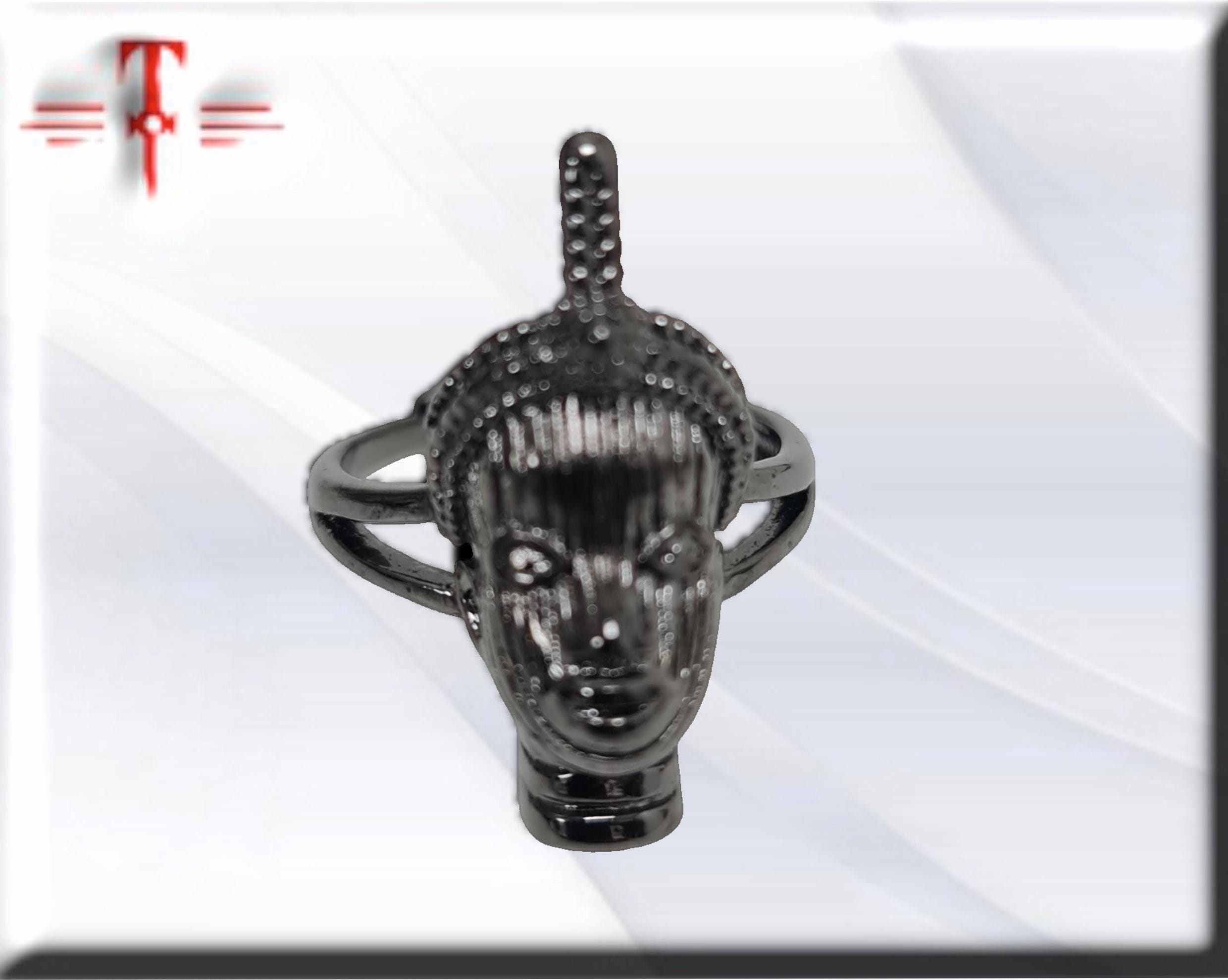 Anillo Ajustable con Busto de Ifá en Acero – Exclusivo de Spotencias - Imagen 4