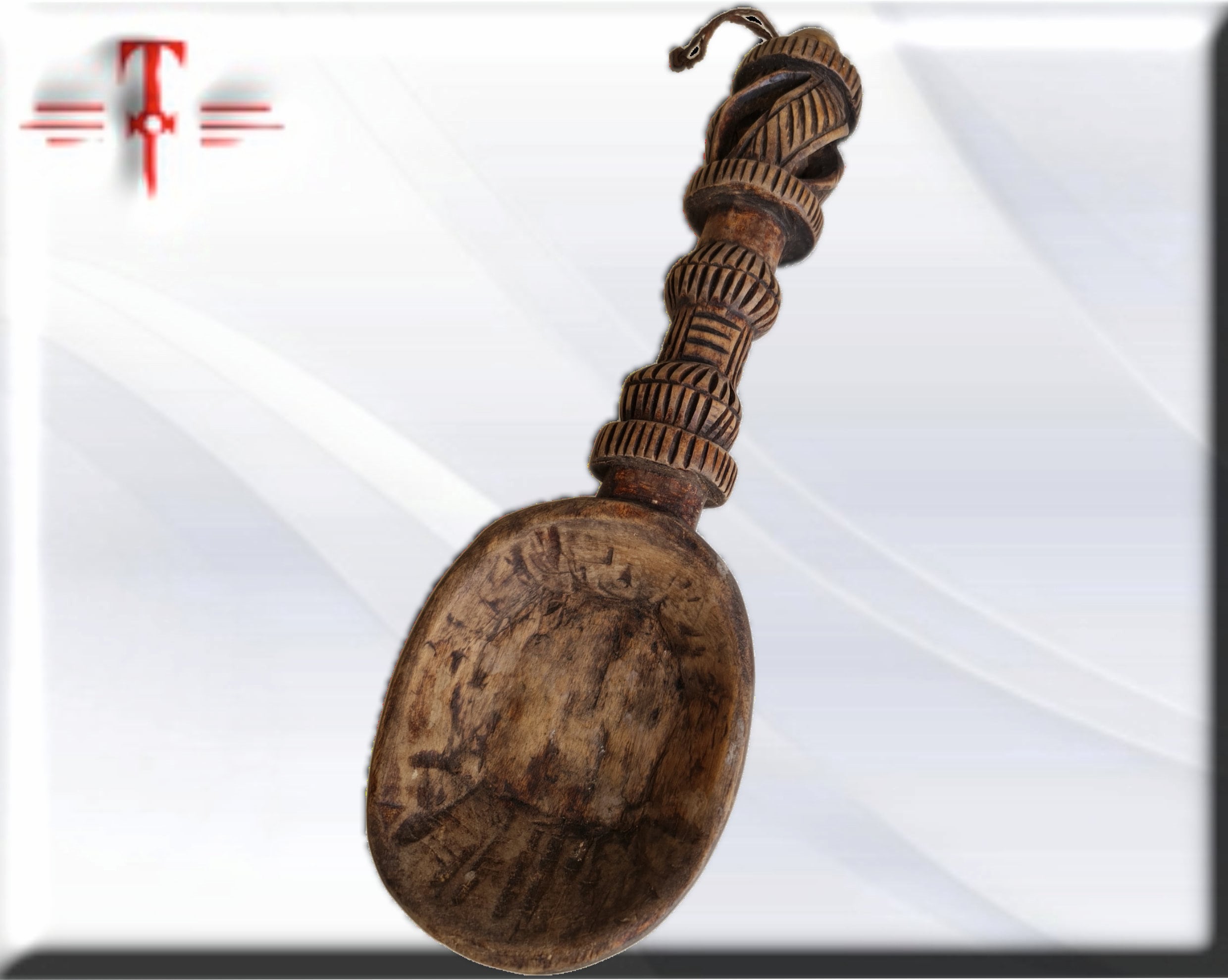 Arte Africano Cuchara grande tallada madera , arte Africano , Galería de arte , hecho a mano - Imagen 5