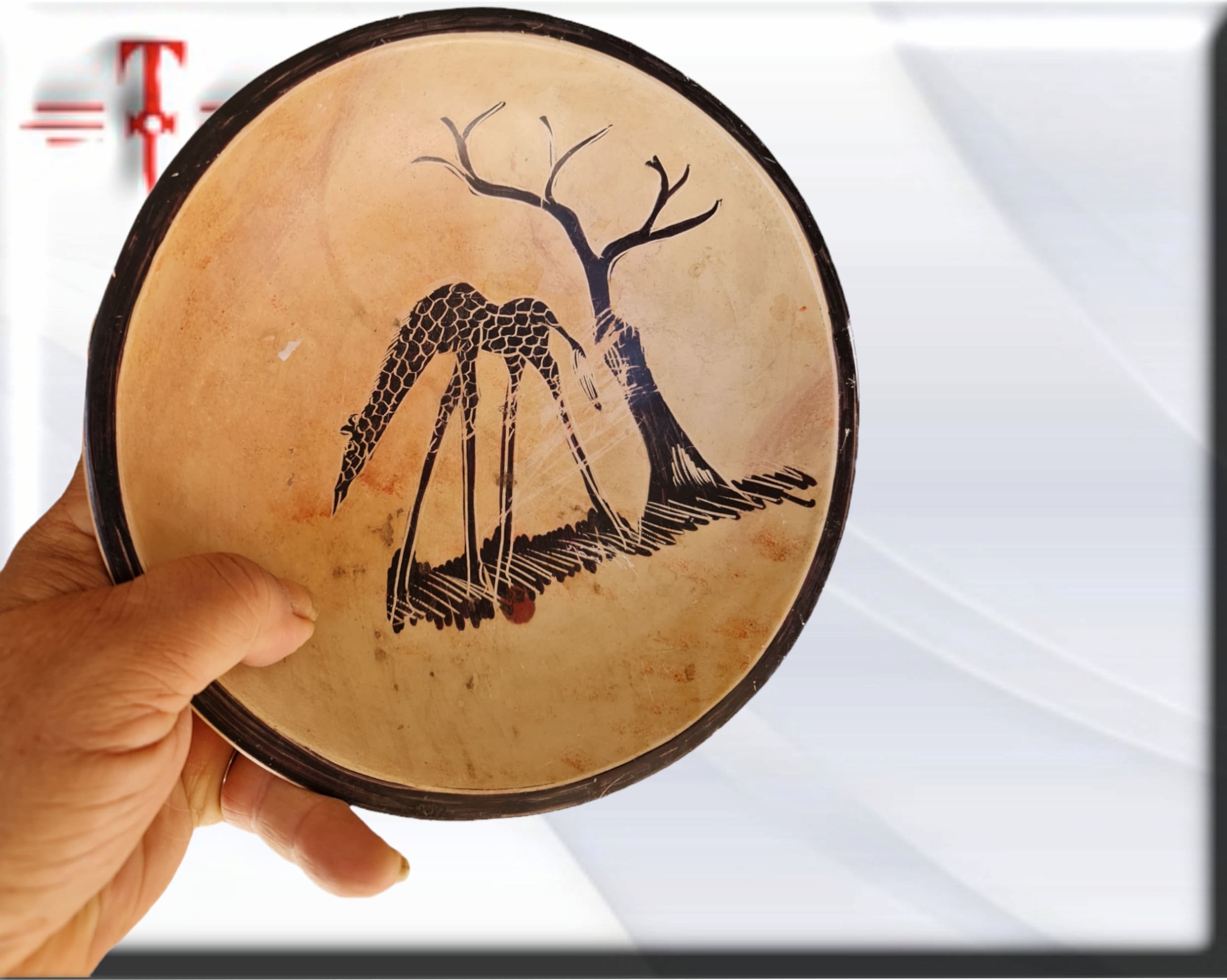Plato Hondo con diseño Animales Piedra Arte africano , Galería de Arte , antigüedad , Artesanía africana - Imagen 2
