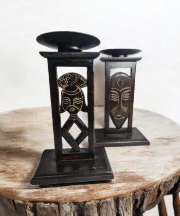Porta velones Africanos , arte Africano , Galería de arte , hecho a mano