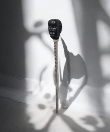Bastón de carga Eggun forrado piel de serpiente , santería , Palo Mayombe , voodoo