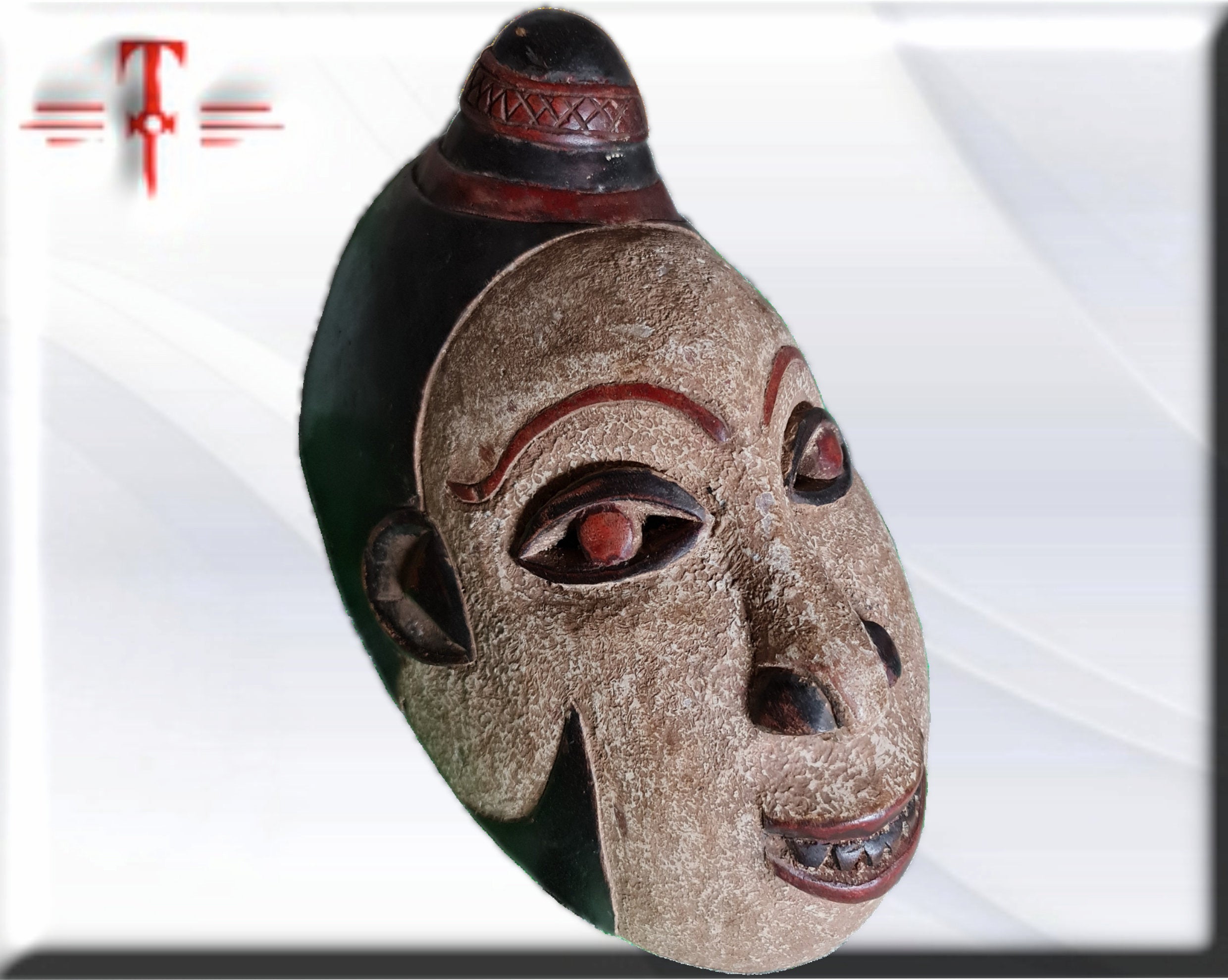 Máscara Antigua Punu (Gabón) – Arte Africano del Siglo XX (36 cm) - Imagen 3