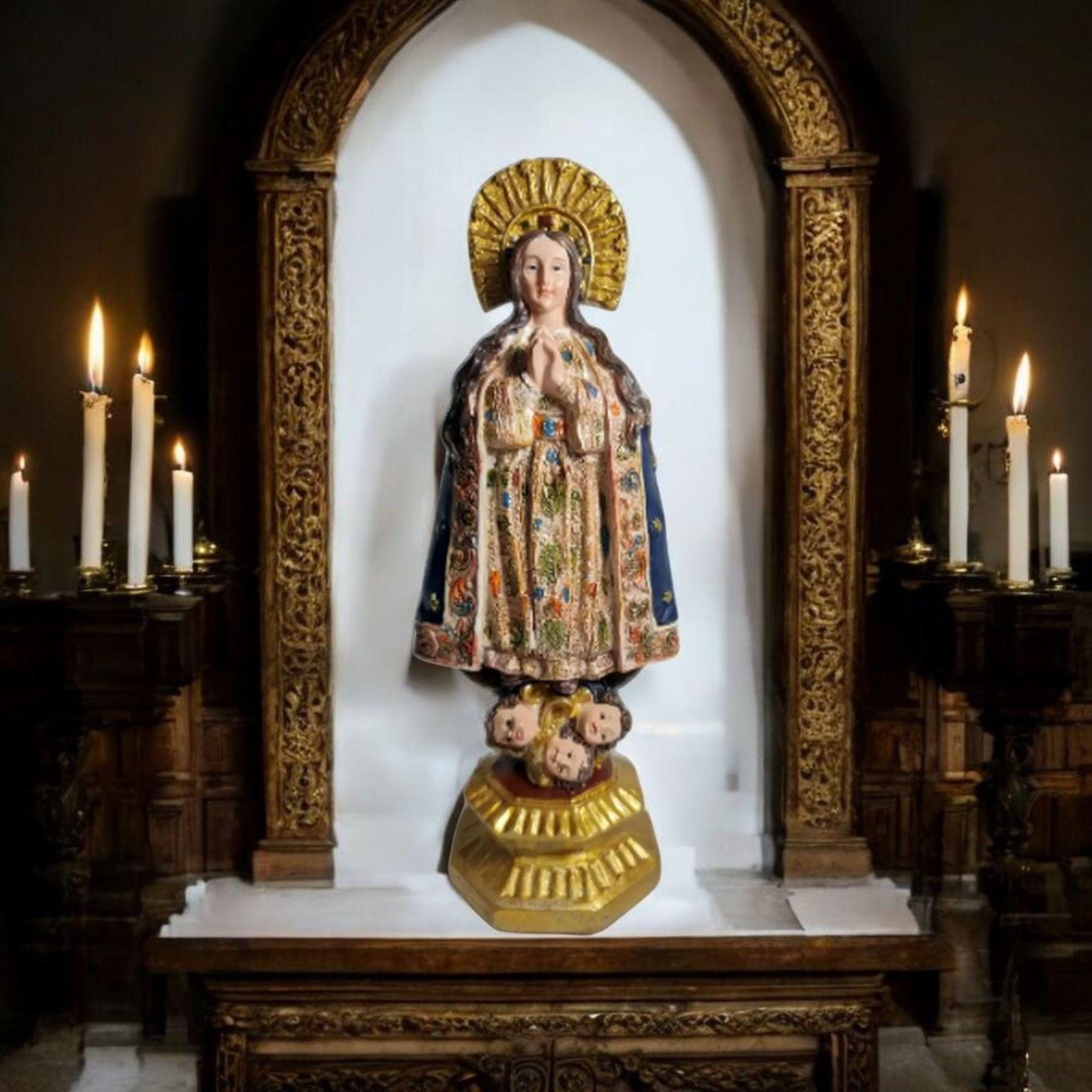Figura de la Virgen de la Inmaculada en Resina Premium – 21 cm , productos Religiosos