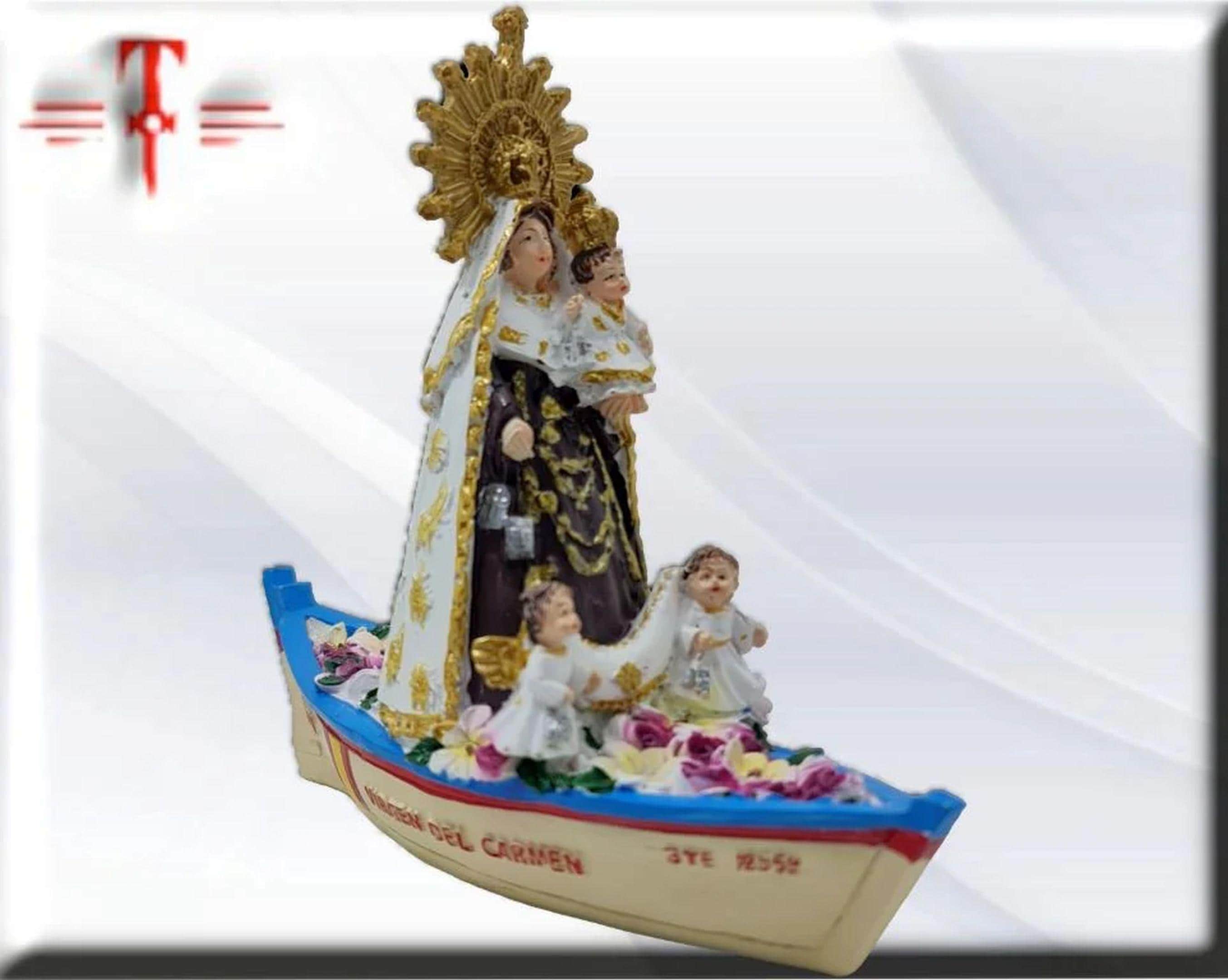 Figura de la Virgen del Carmen Marinera en Barca, Santos y Vírgenes católicos , productos Religiosos - Image 2