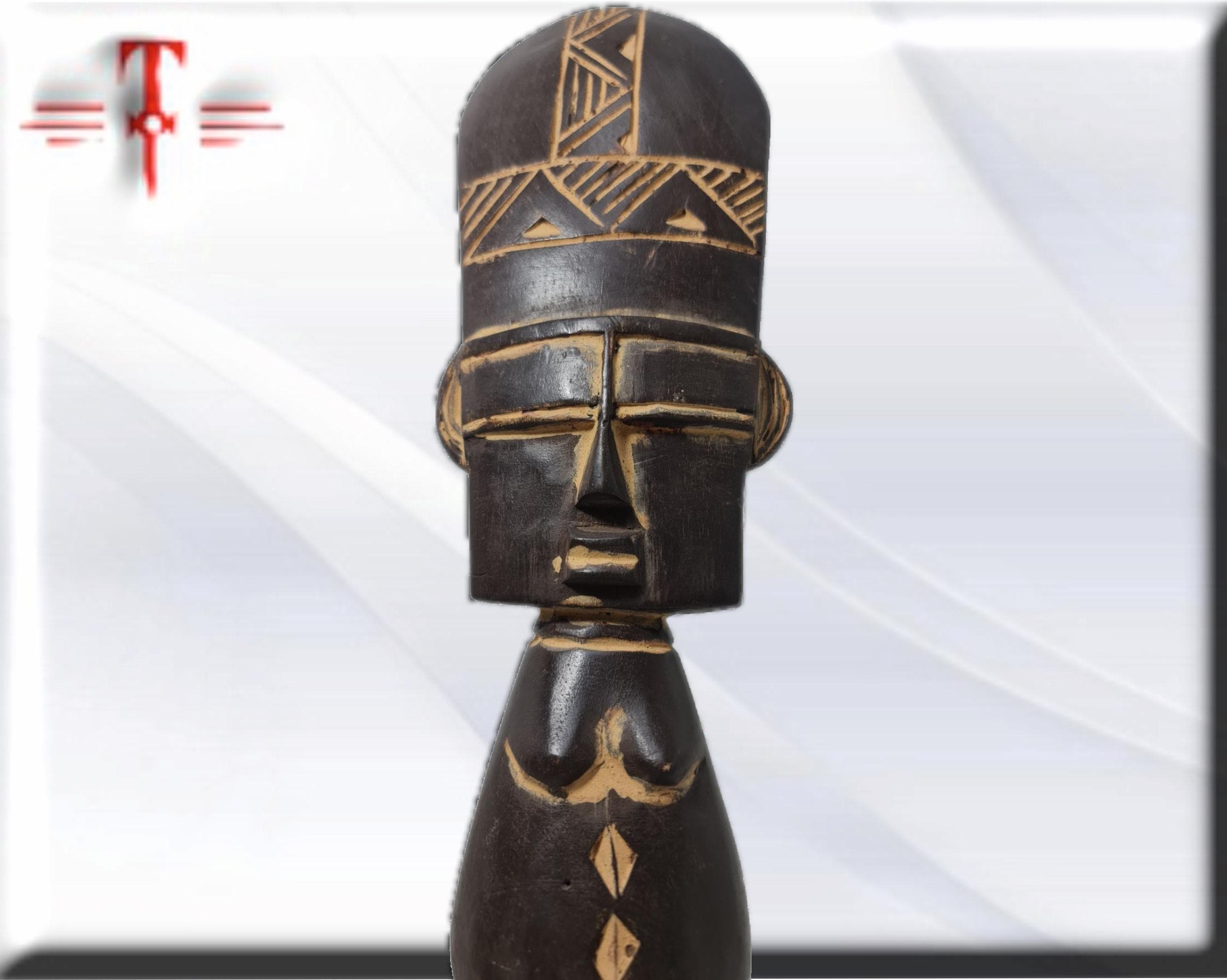 Vintage African Puppe Ashanti Akuaba Fertility Doll Pouppee , African art - Imagen 5