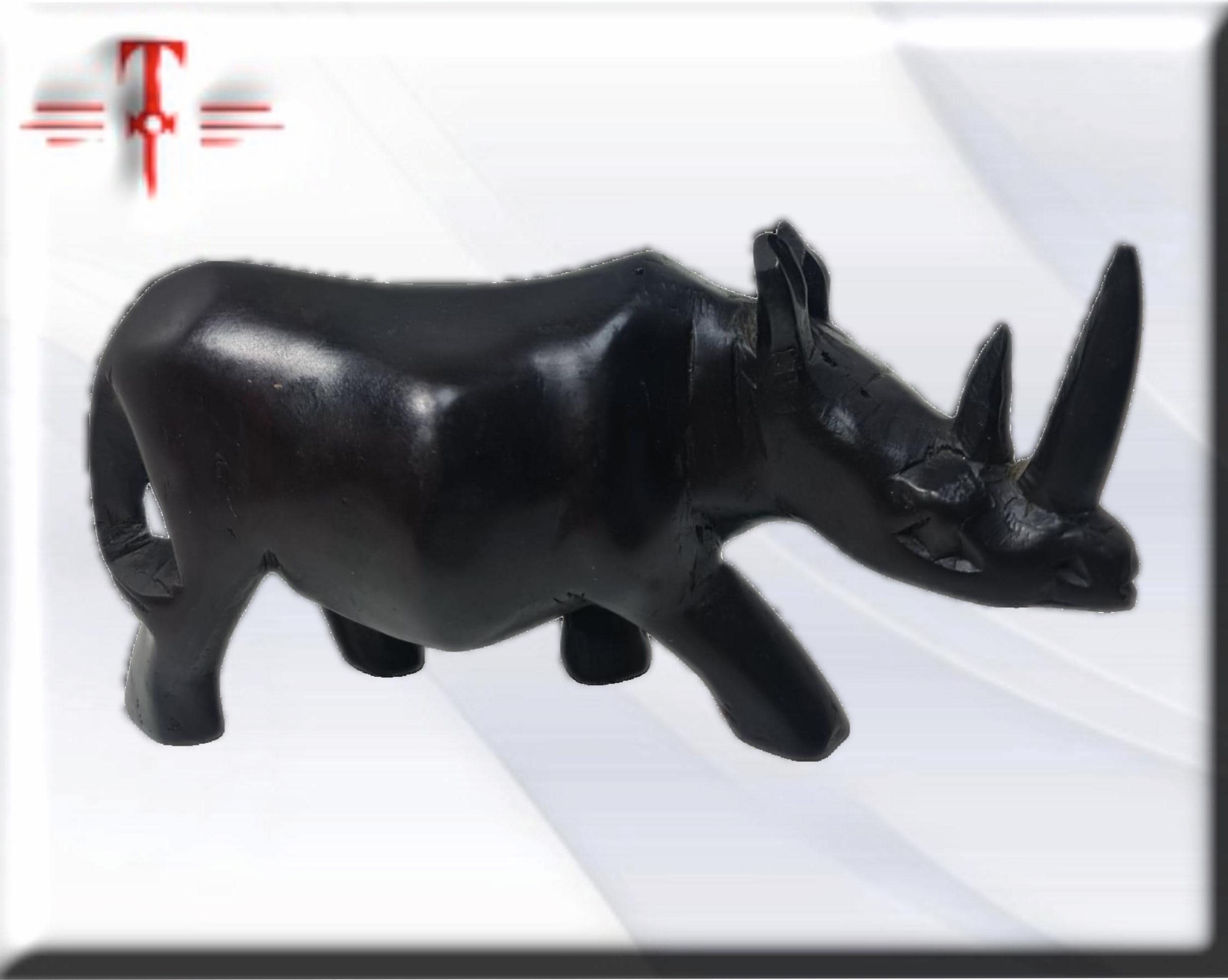 Rinoceronte madera , animal decoracion del hogar - producto artesanal - Imagen 5