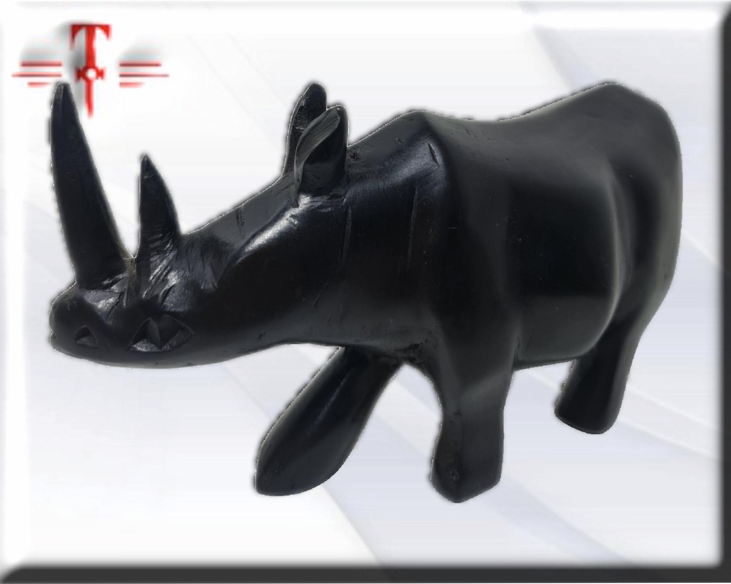 Rinoceronte madera , animal decoracion del hogar - producto artesanal - Imagen 3
