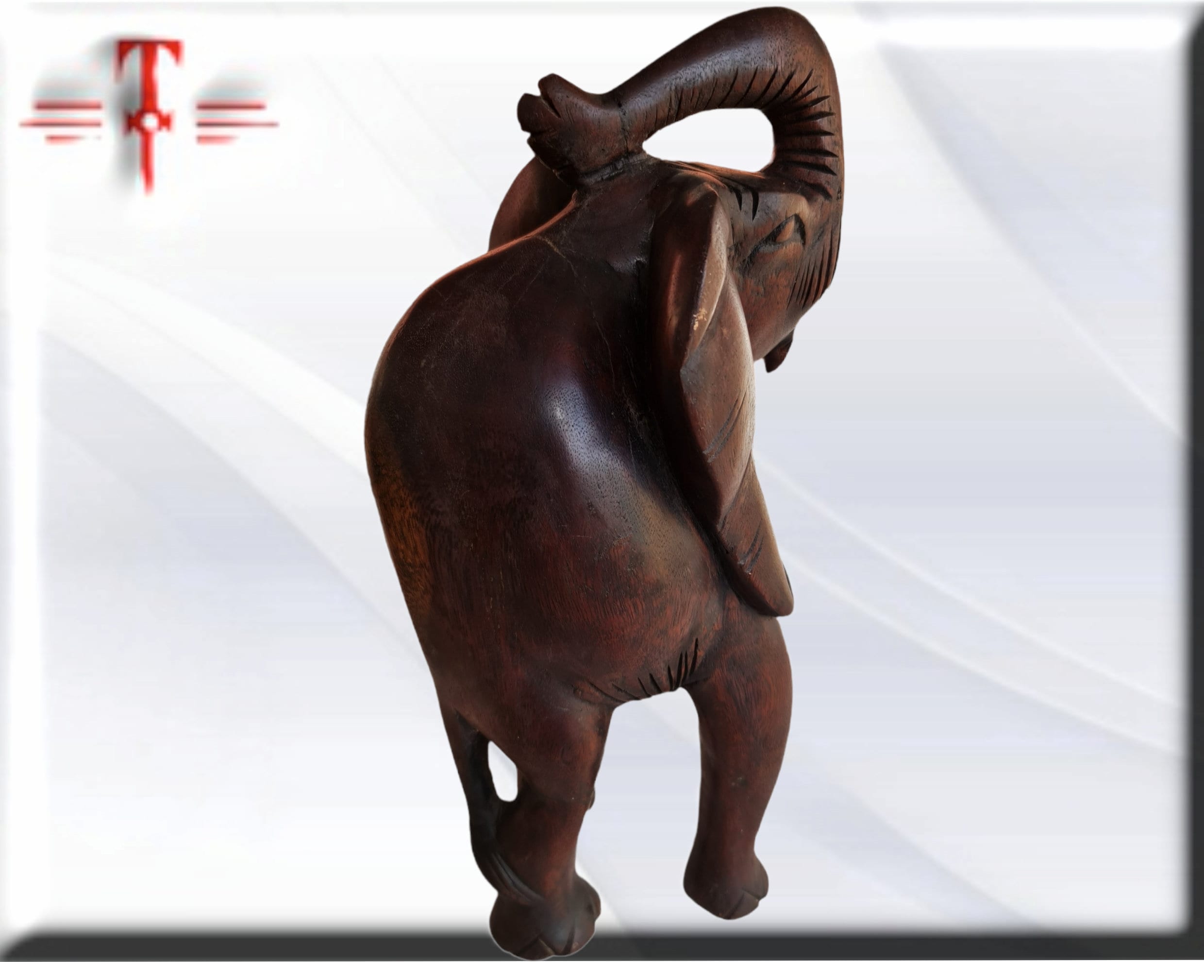 Talla de madera Elefante Africano , hecho artesanalmente en Benín - Imagen 4
