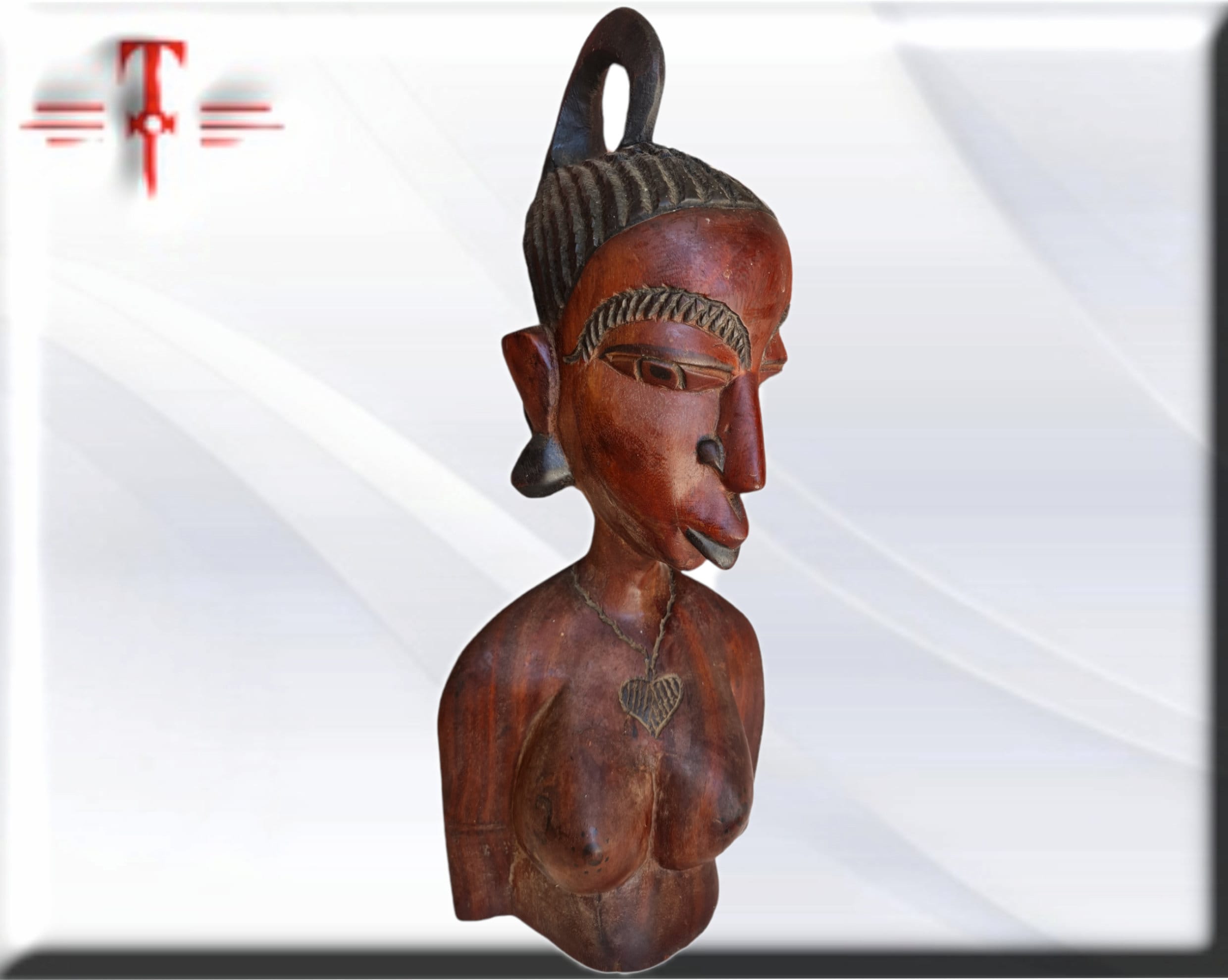 Escultura Busto de Mujer Africana (Mali) – Gran Formato del Siglo XX (51 cm / 5.1 kg) - Imagen 5