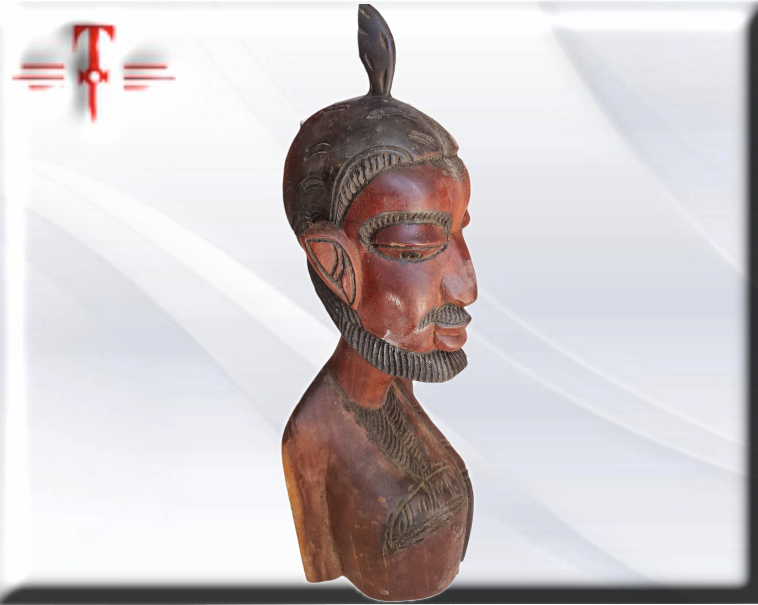 Escultura Busto de Hombre Africano (Mali) – Gran Formato del Siglo XX (54 cm / 5.7 kg) - Imagen 4