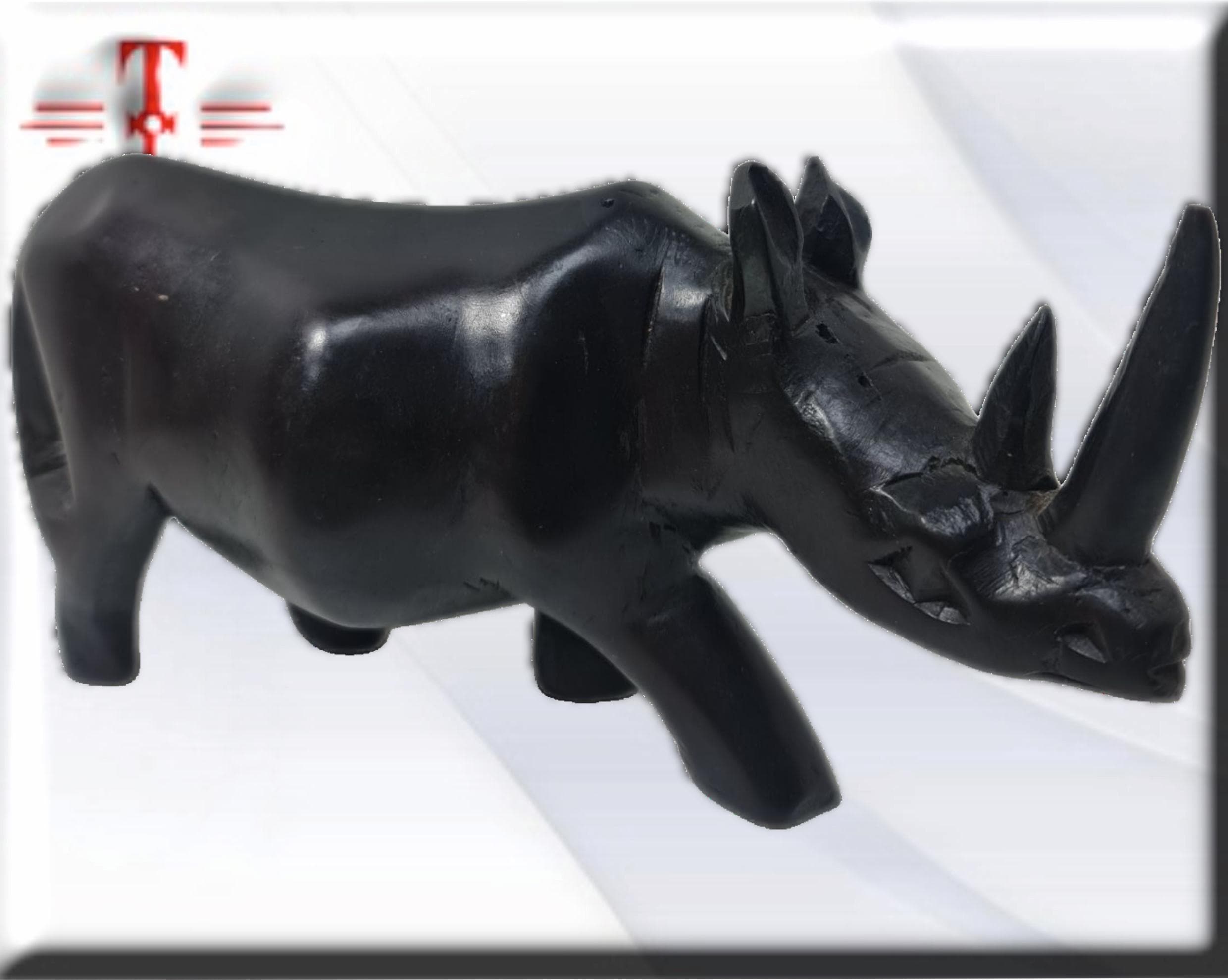 Rinoceronte madera , animal decoracion del hogar - producto artesanal - Imagen 2