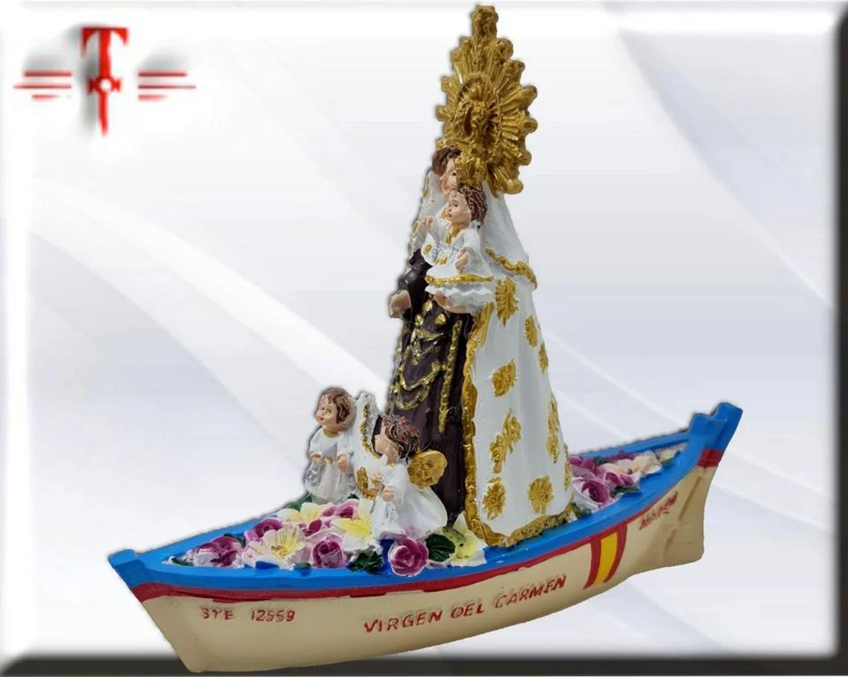 Figura de la Virgen del Carmen Marinera en Barca, Santos y Vírgenes católicos , productos Religiosos - Image 4