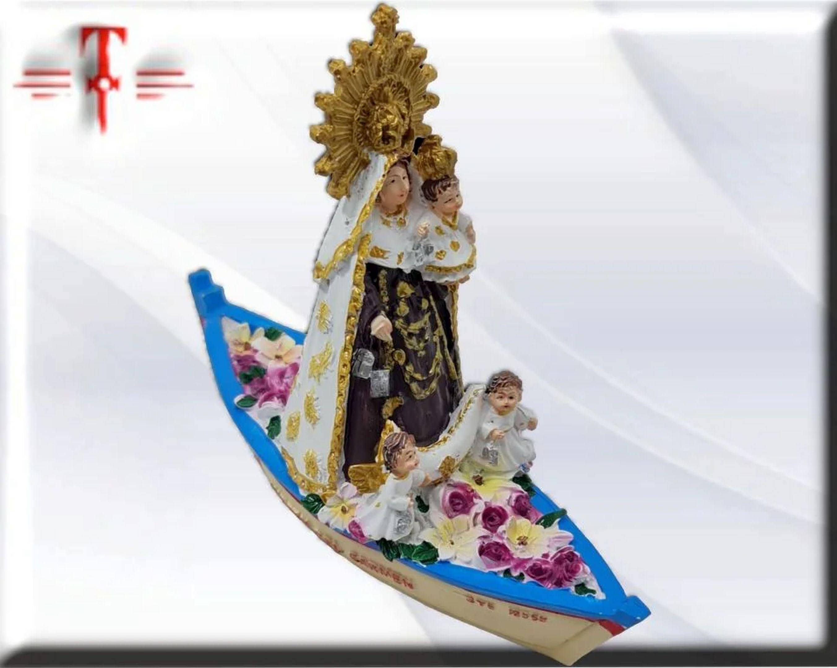 Figura de la Virgen del Carmen Marinera en Barca, Santos y Vírgenes católicos , productos Religiosos - Image 5