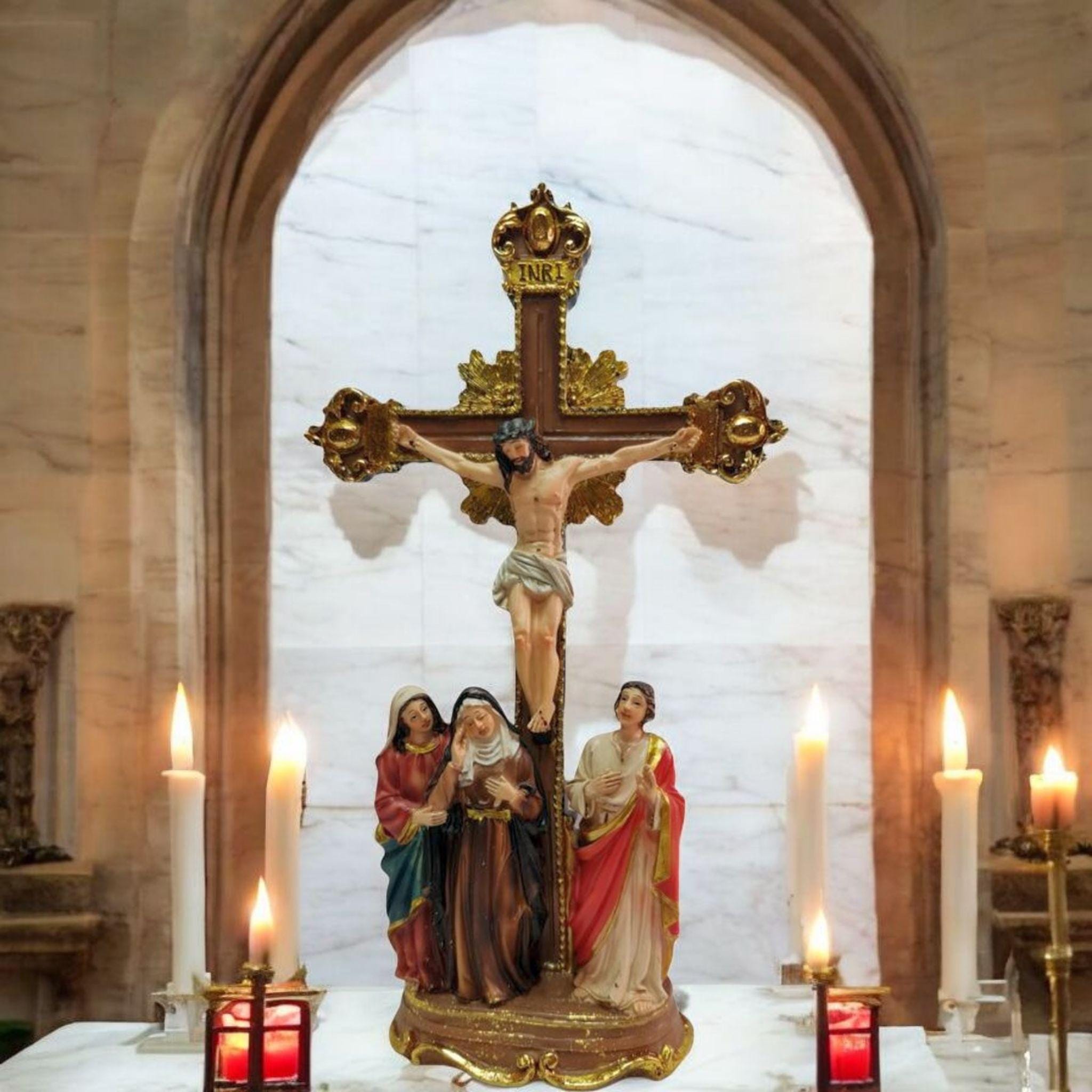 Cruz de Jesus con las 3 Marias . Catholic Saints and Virgins, Religious products,