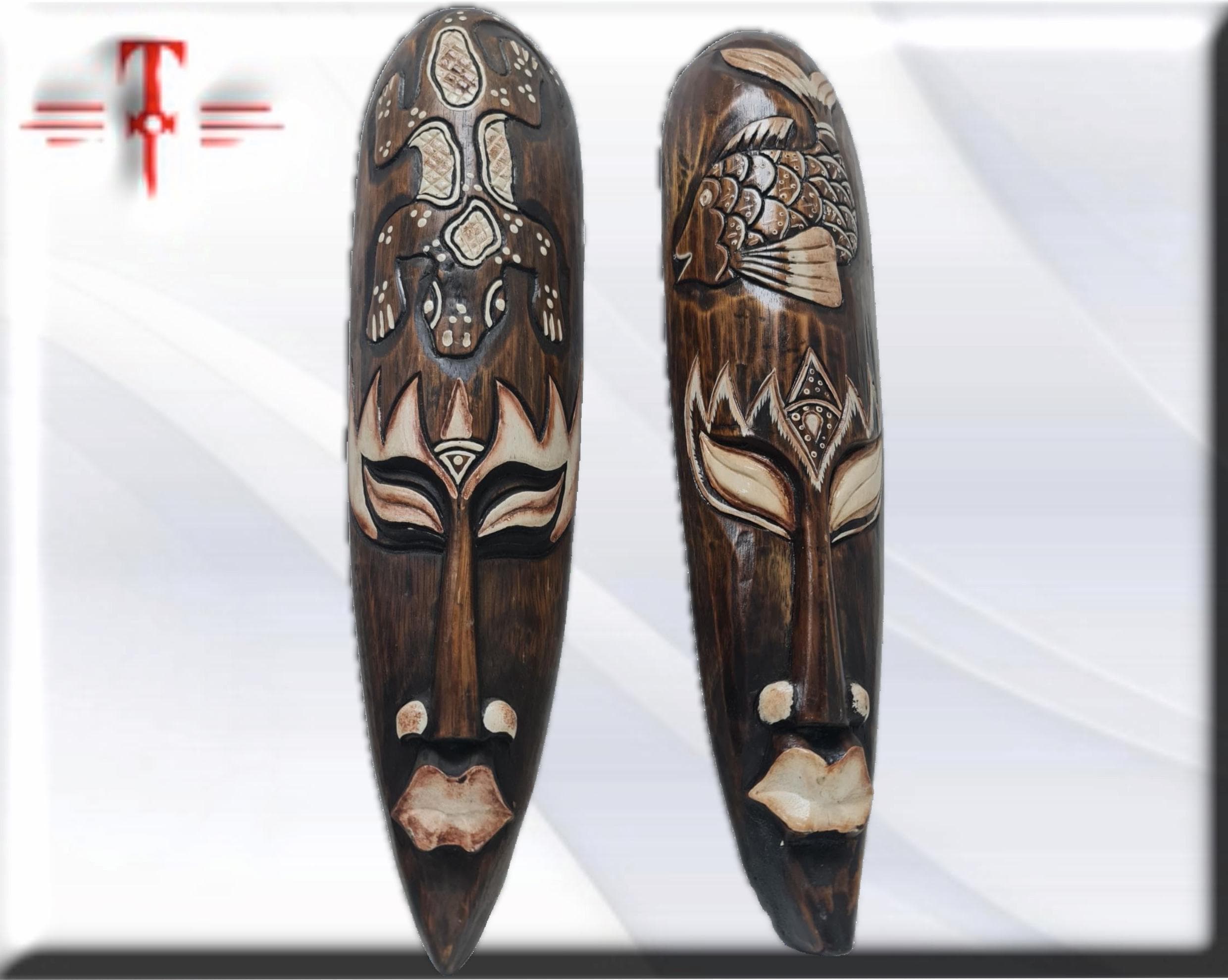 Pareja de mascaras , Indonesia , hecho a mano - Imagen 4