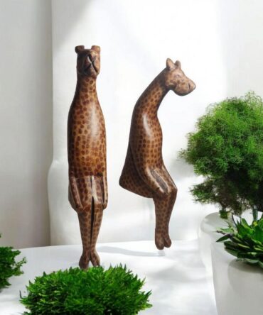 Pareja Tallas Girafa para estante , arte tribal africano hecho a mano
