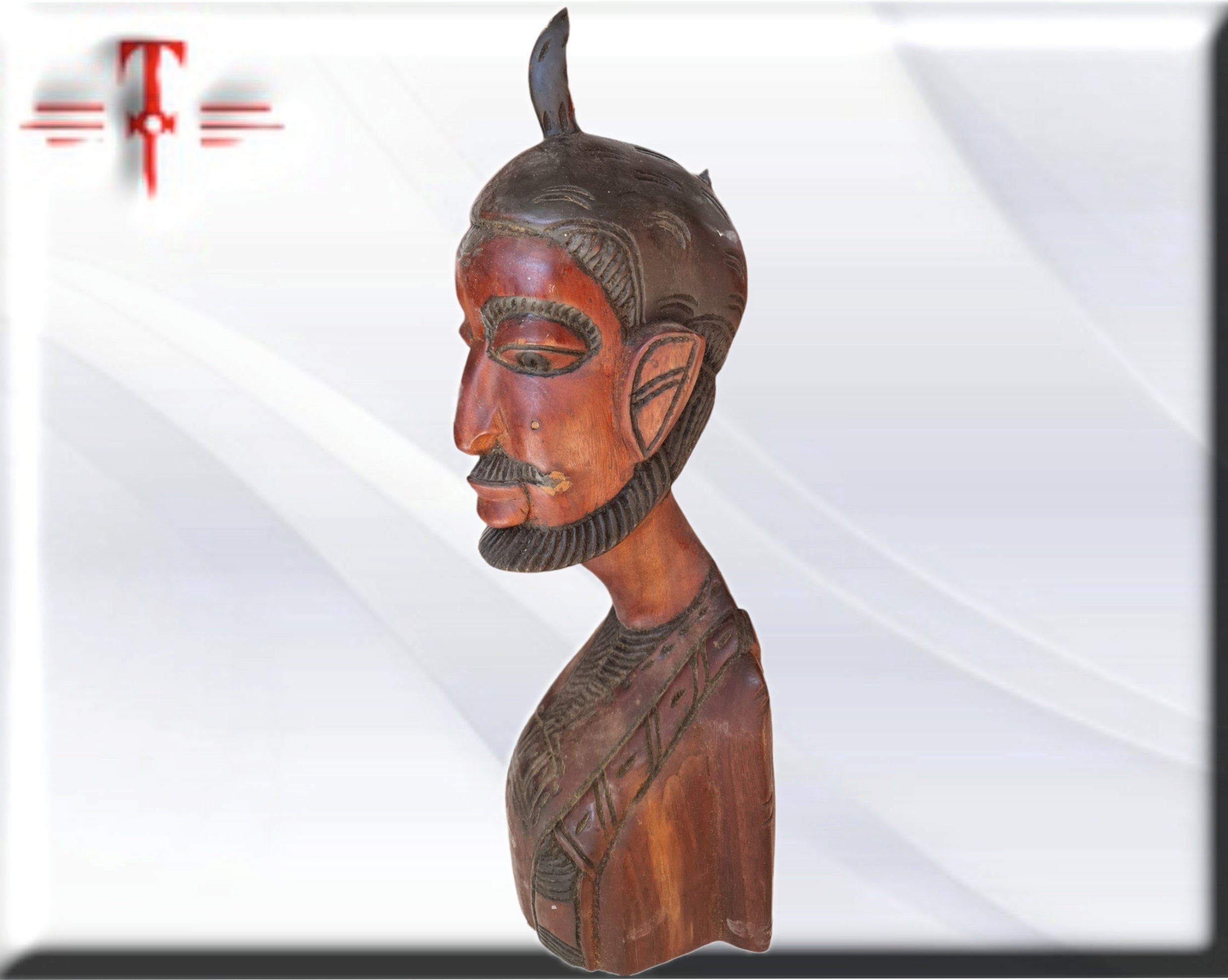 Escultura Busto de Hombre Africano (Mali) – Gran Formato del Siglo XX (54 cm / 5.7 kg) - Imagen 3
